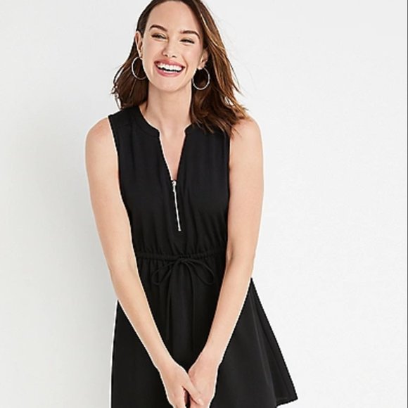 NWT Front Zip Neck Mini Black Mini Dress Maurices Sz L - Picture 2 of 6